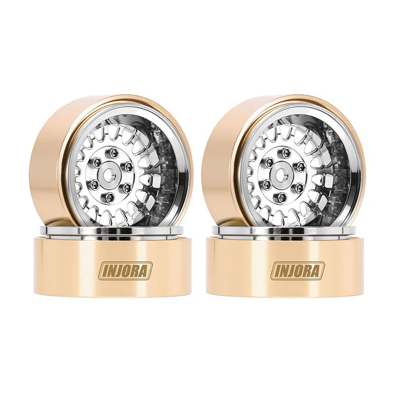 INJORA 1.3" ModuWheel Brass &amp; Aluminum Wheels (Silver) YQW-MW1316SR