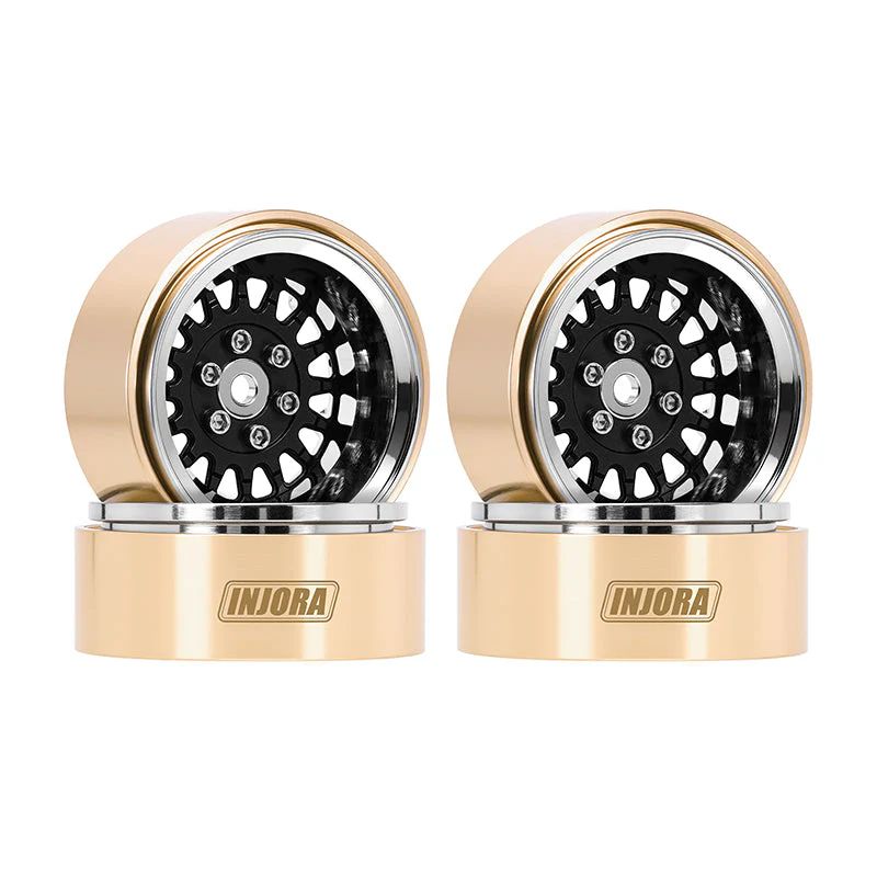 INJORA 1.3" ModuWheel Brass &amp; Aluminum Wheels (Black) YQW-MW1316BK