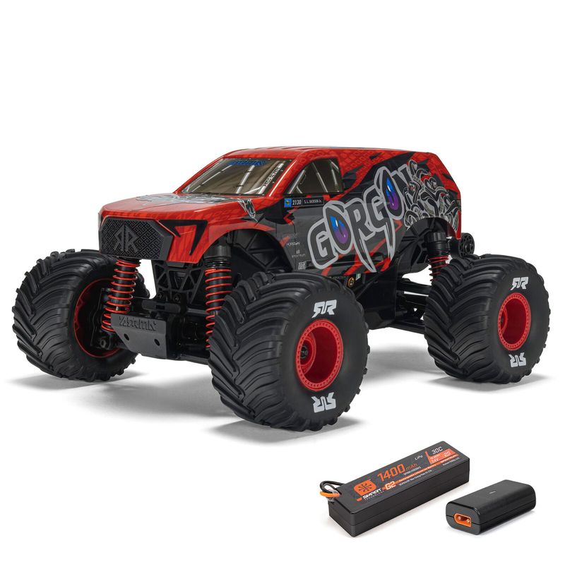 ARRMA 1/16 GORGON GROM 4X4 RTR Brushed Monster Truck (Battery &amp; Charger Included), Red ARA2130T2