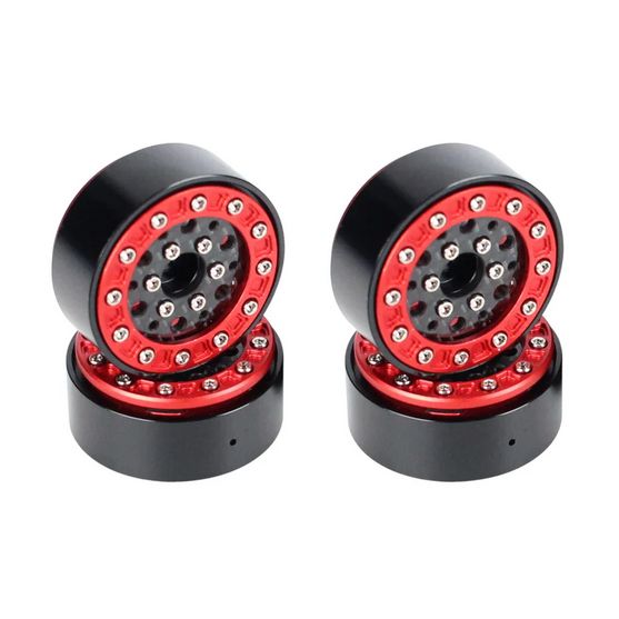 Redcat 1.3" BEADLOCK WHEELS (-.75 OFFSET) (ALUMINUM &amp; CARBON FIBER) (RED) (4PCS) RER43153