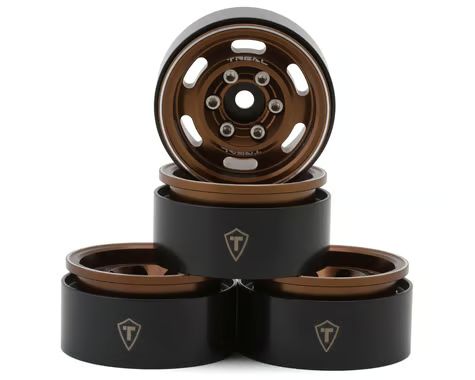 Treal Hobby 1.55&quot; Type C Vintage Wagon Aluminum Crawler Beadlock Wheels (Bronze) (4) (101.2g ea) TLHTWHEEL-151