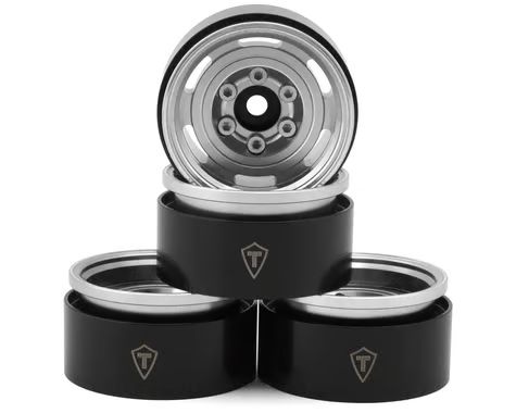 Treal Hobby 1.55&quot; Type A Vintage Wagon Aluminum Crawler Beadlock Wheels (Silver) (4) (103.7g ea) TLHTWHEEL-90