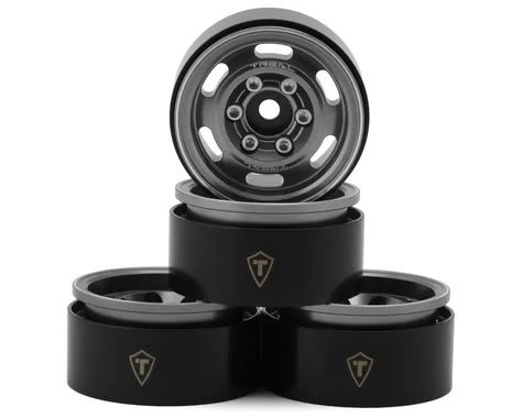 Treal Hobby 1.55&quot; Type C Vintage Wagon Aluminum Crawler Beadlock Wheels (Grey) (4) (101.2g ea) TLHTWHEEL-152