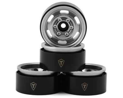 Treal Hobby 1.55&quot; Type C Vintage Wagon Aluminum Crawler Beadlock Wheels (Silver) (4) (101.2g ea) TLHTWHEEL-153