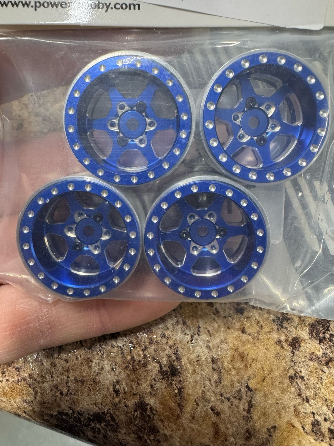 Powerhobby 1.0" Aluminum Beadlock Wheels (4) (Blue) PHB7515Blue