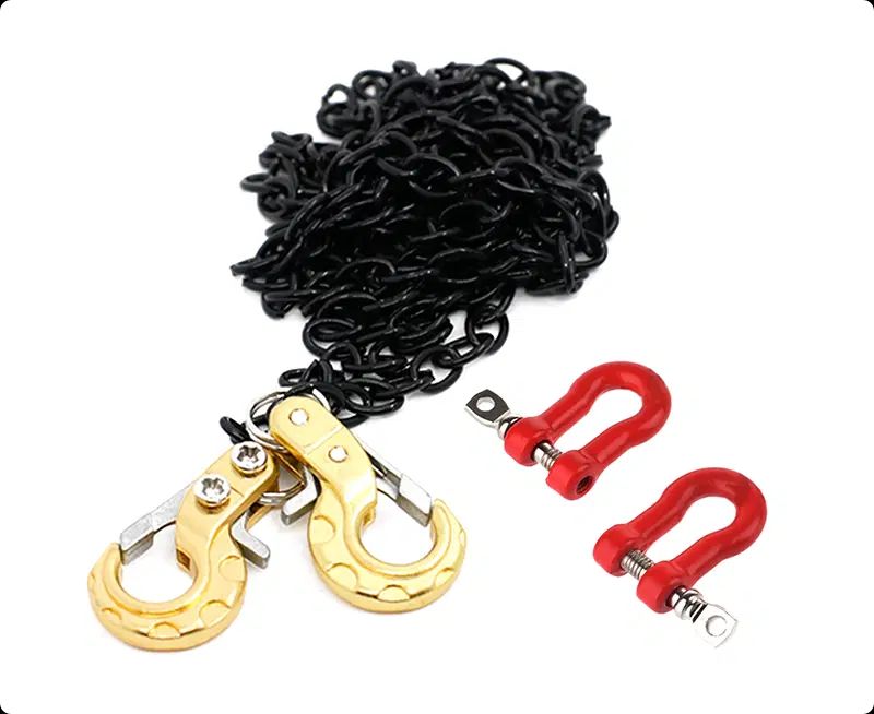 Integy Realistic 1/10 Size Drag Chain &amp; Tow Hooks w/Bow Shackle for 1/10 Scale Off-Road C31763GOLD