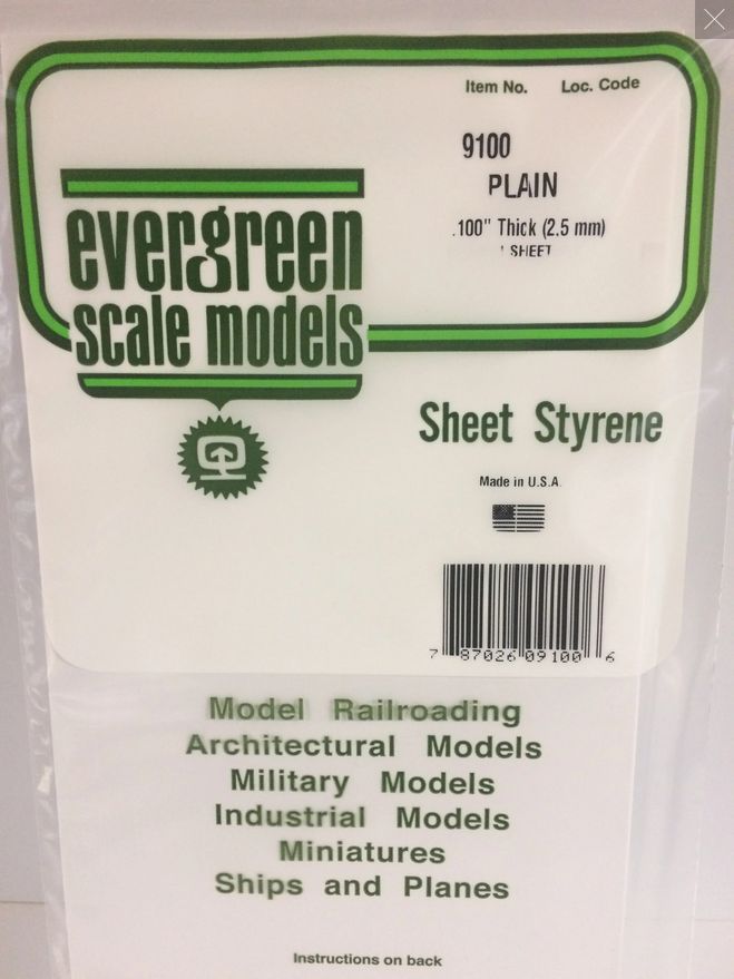 Evergreen .100" (2.5mm) PLAIN OPAQUE WHITE POLYSTYRENE SHEET EVG9100