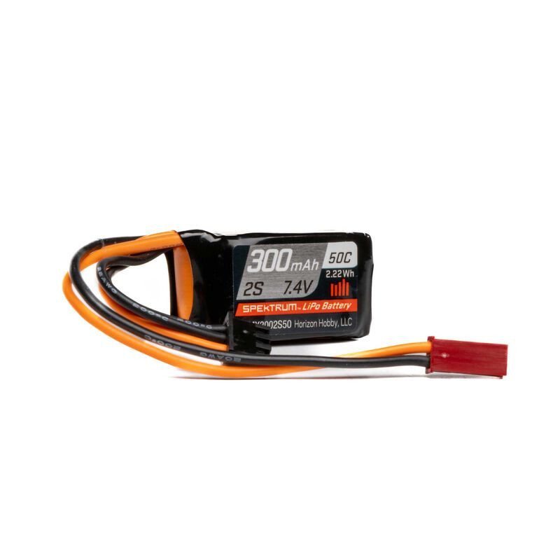 Spektrum 7.4V 300mAh 2S 50C LiPo Battery: JST-RCY SPMX3002S50