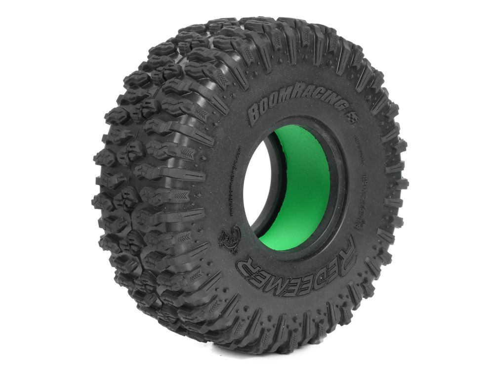 Boom Racing REDEEMER™ 1.9" GEKKO™ BLACK 4.75"x1.8" / 120x46mm RC Crawler Tire + Rock Monster™ Green Foam Insert (2) BRTR19011-SS-RM