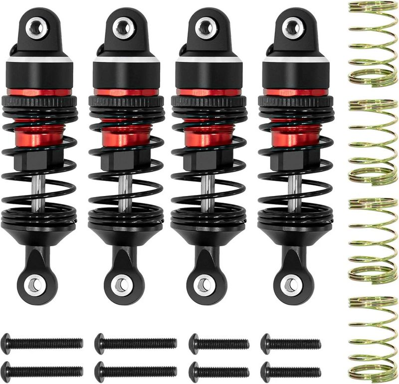 Powerhobby Aluminum Front / Rear Adjustable Shocks Red FOR Traxxas 1/16 Mini Slash PHB7540RED