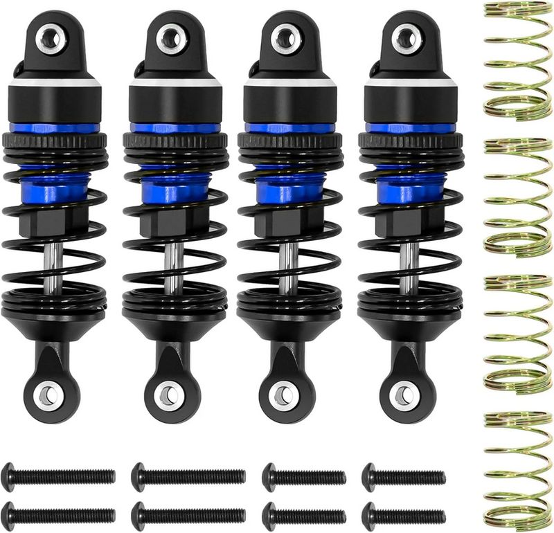 Powerhobby Aluminum Front / Rear Adjustable Shocks Blue FOR Traxxas 1/16 Mini Slash PHB7540BLUE