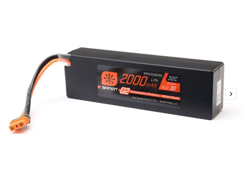 Spektrum 11.1V 2000mAh 3S 30C Smart G2 LiPo Battery: IC2 SPMX203S30H2