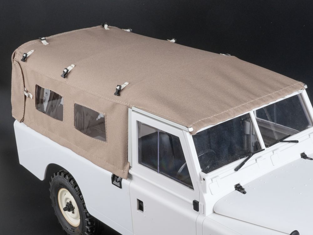Boom Racing KUDU™ Full Canvas Soft Top &amp; Hoop Set with Side Windows (Sand) for Series Land Rover 109 BRX02415SD