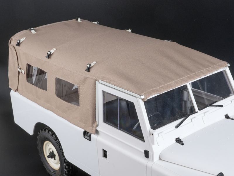 Boom Racing KUDU™ Full Canvas Soft Top &amp; Hoop Set with Side Windows (Sand) for Series Land Rover 109 BRX02415SD