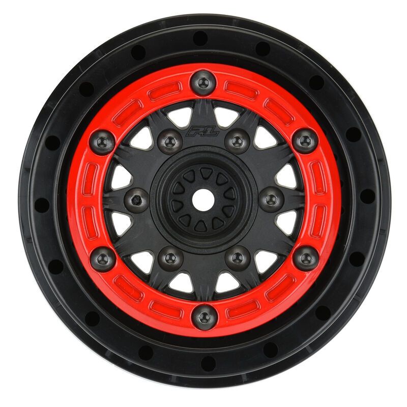 Pro-Line Racing 1/10 Raid Bead-Loc Fr/Rr 2.2"/3.0" 12 &amp; 14mm SC Wheels (2) Red/Black PRO281104