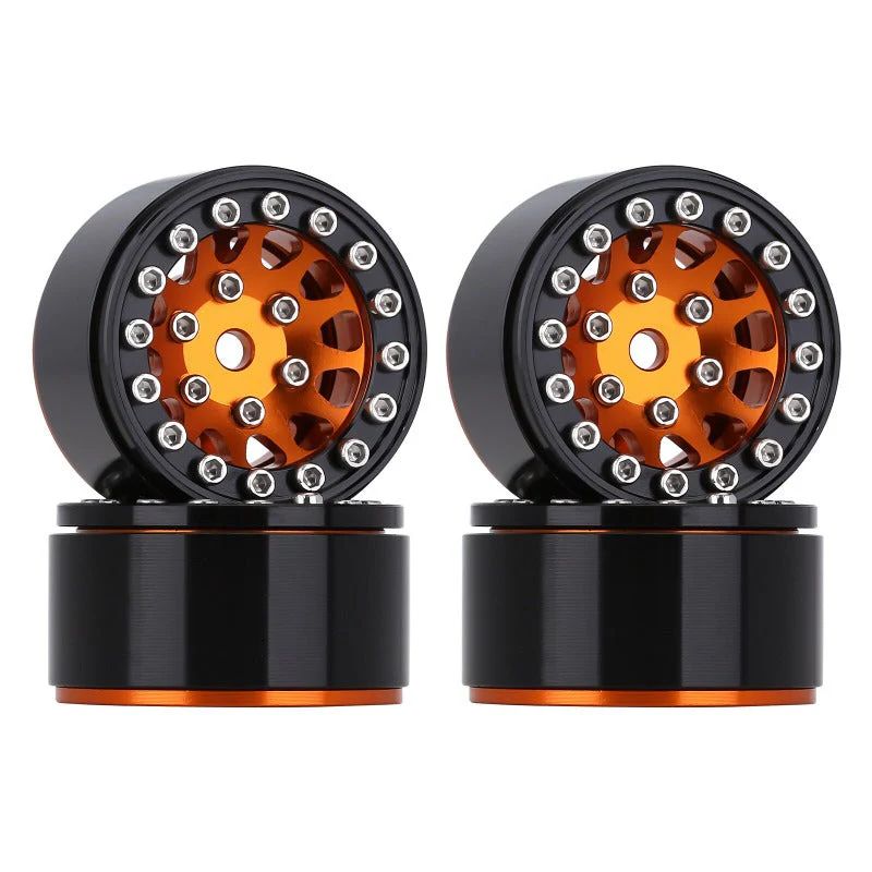 INJORA 1.0" 12-Spokes Wheels for Micro Crawlers (Orange &amp; Black) (W1049) SCX24-49GB