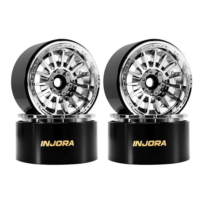 INJORA 2.2" Brass &amp; Aluminum Wheels for 1/10 RC Crawlers (W2259) (Chrome) DGW-2259CH