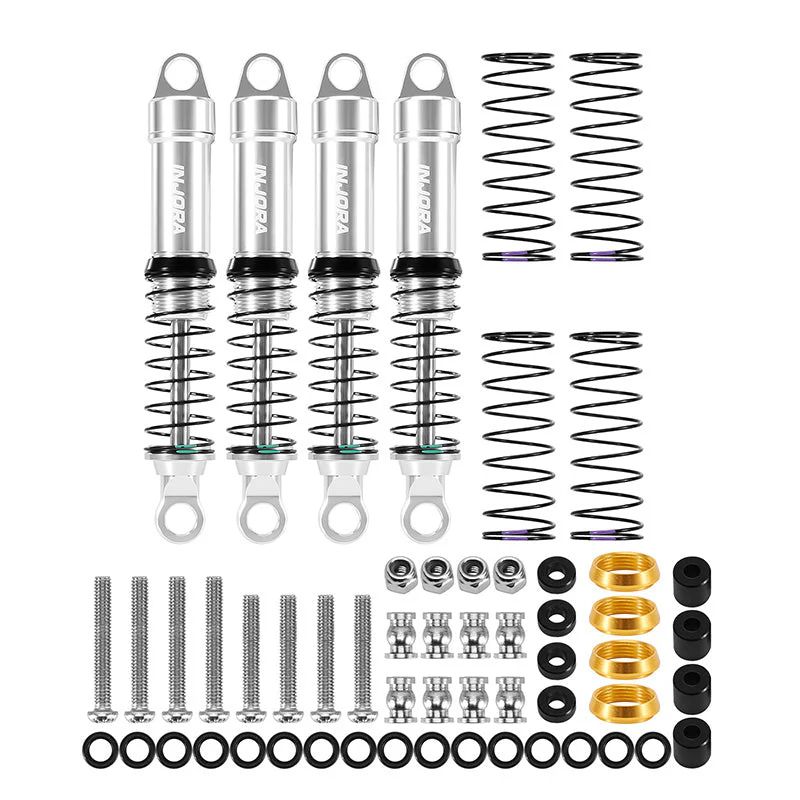 INJORA LS 59mm Aluminum Oil Shocks for 1/18 Crawlers (Silver) ASC18-36SR