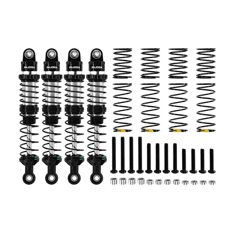 INJORA 4pcs 90mm DRX Dual-Rate Spring Oil Shocks (Black) BZ-05BS-90