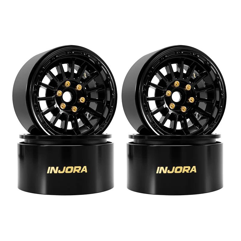 INJORA 2.2" Brass &amp; Aluminum Wheels for 1/10 RC Crawlers (W2259) (Black) DGW-2259BK