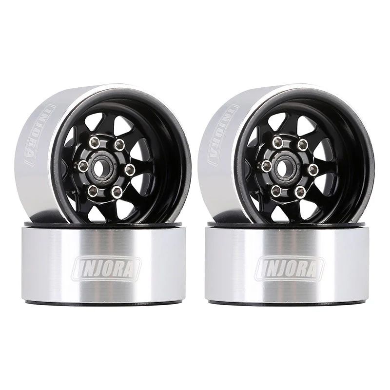 INJORA 1.0" Stamped Steel -3.78mm Offset Wheels for Micro Crawlers (W1004) YQW-1004BK
