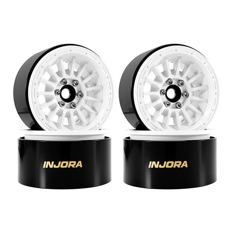 INJORA 2.2" Brass &amp; Aluminum Wheels for 1/10 RC Crawlers (W2259) (White) DGW-2259WH