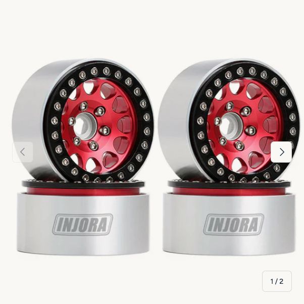INJORA 4PCS 1.9" Aluminum Alloy Beadlock Wheel (Red) YQW-01RD