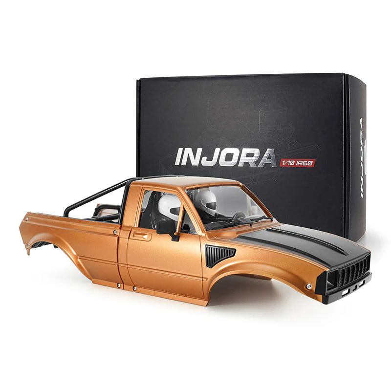 INJORA IR60-10 Hard Body with Interior &amp; Bed Cage for 1/10 RC Crawler (Orange) IR60-10OG