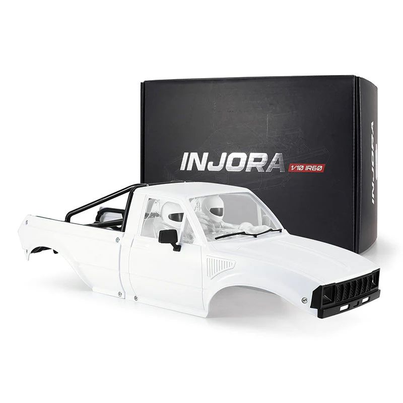 INJORA IR60-10 Hard Body with Interior &amp; Bed Cage for 1/10 RC Crawler (White) (Unpainted) IR60-10WH
