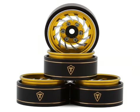 Treal Hobby Type L 1.0" Aluminum Cyclone Beadlock Wheels (Gold) (4) (27.5g ea) TLHTSCX24-273