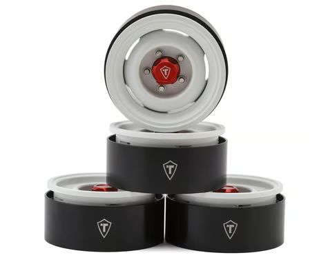 Treal Hobby 1.9" Aluminum Retro-Style Vintage Wagon Crawler Beadlock Wheels (132.5g) (White) (4) TLHTWHEEL-192