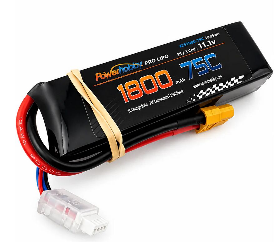 Powerhobby 3S 11.1V 1800mah 75C Lipo Battery w XT60 Plug PHB3S180075CXT60