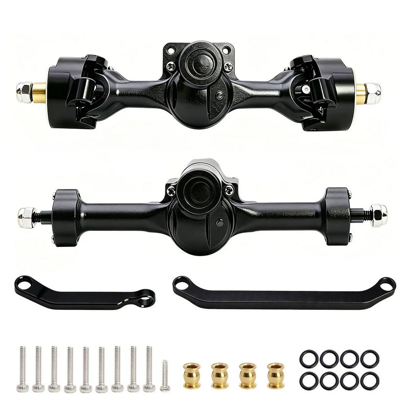 Powerhobby Axial SCX30 Front + Rear Aluminum Complete Axles Black PHB7792BLACK