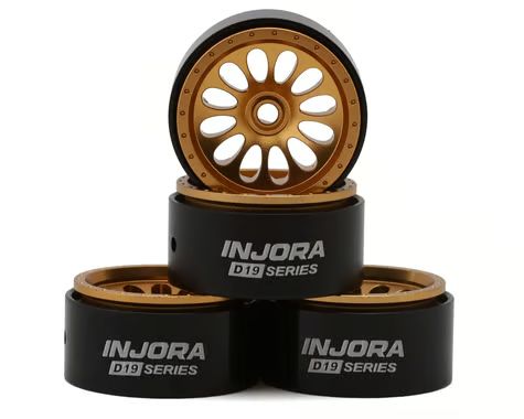 Injora 0.7" D19 Ripple Aluminum Micro Crawler Beadlock Wheels (Gold) (4) (4.2g ea) (0.5mm Offset) INJW7005GD-19