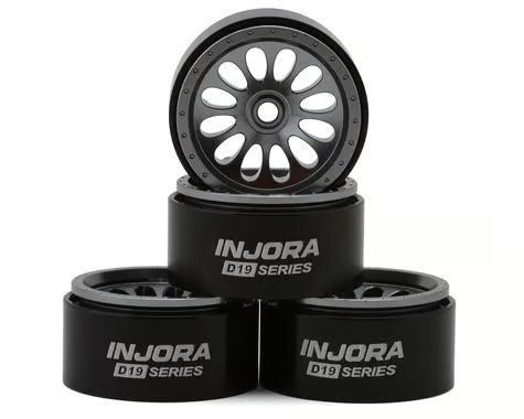 Injora 0.7" D19 Ripple Aluminum Micro Crawler Beadlock Wheels (Grey) (4) (4.2g ea) (0.5mm Offset) INJW7005TI-19