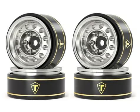 Treal Hobby Type K 1.0" 12-Hole Beadlock Classic Vintage Wagon Wheels (Silver) (4) (28.9g ea) TLHTSCX24-254