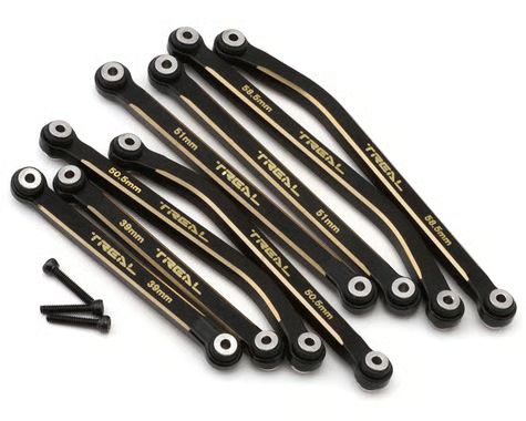 Treal Hobby Axial SCX24 Brass High Clearance Suspension Links Set (Black) (37g) (132mm Wheelbase) (C10/JLU/Bronco/4Runner) TLHTSCX24-276