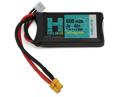 Helios RC 2S 45C LiPo Battery (7.4V/600mAh) w/XT30 Connector HEL-2S600-45-X3