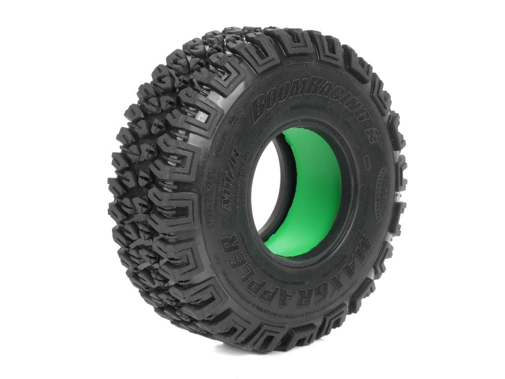 Boom Racing MAXGRAPPLER™ 1.9" GEKKO™ BLACK 4.45"x1.45" / 113x37mm RC Crawler Tire + Rock Monster™ Green Foam Insert (2) BRTR19398-SS-RM