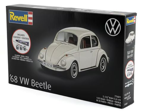 Revell 1/32 1968 Volkswagen Beetle Plastic Model Kit w/Paint, Brush &amp; Cement RMX77681