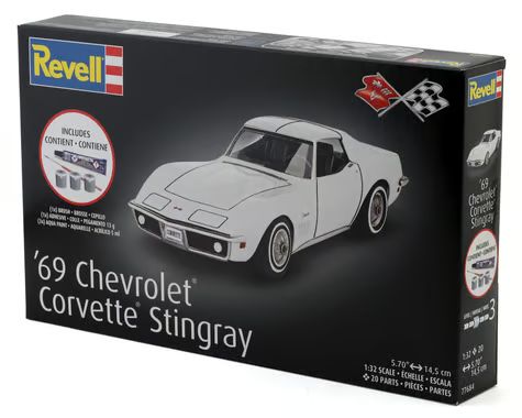 Revell 1/32 1969 Chevrolet Corvette Stingray Plastic Model Kit w/Paint, Brush &amp; Cement RMX77684
