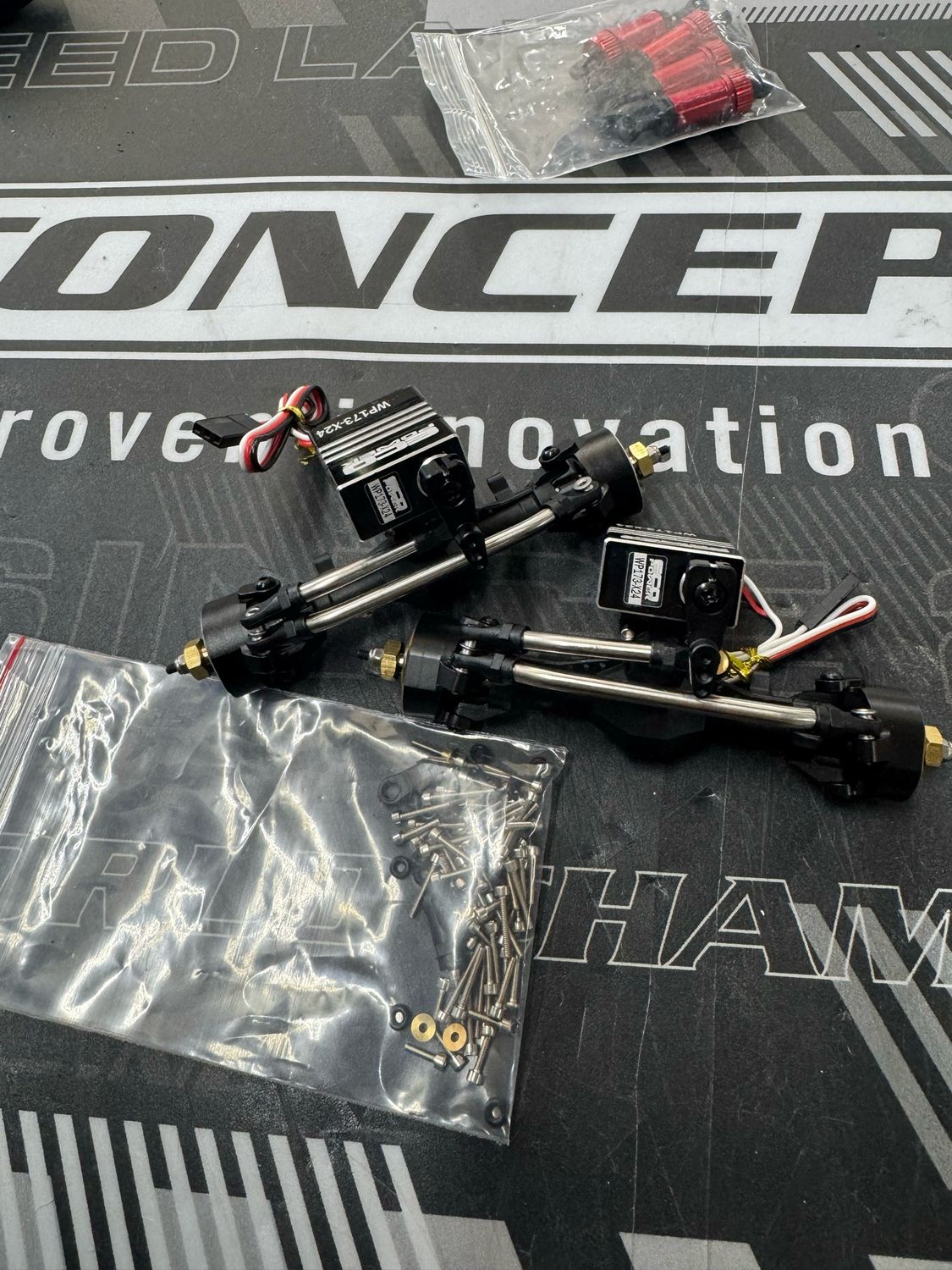 New But Mounted Meus Scx24 4ws Axle Set With Eco Power X24 Servos