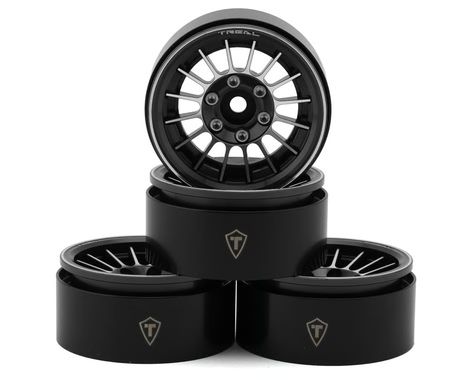 Treal Hobby 1.9" Type-J Multi-Spoke Aluminum Crawler Beadlock Wheels (Black) (4) (113.7g ea)