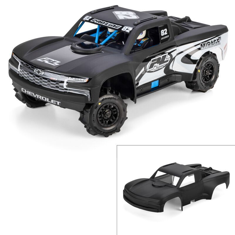 Pro-Line Racing 1/16 Limited Edition Pre-Cut/Pre-Painted 2019 Chevy Silverado Trophy Truck Body, Matte Black: ARRMA MOJAVE GROM PRO367523