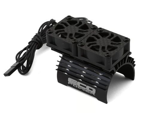 EcoPower 540-550 Motor Aluminum Dual Heat Sink (Black) w/25mm Cooling Fans ECP-7003