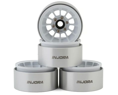 Injora 1.9" Turbine Deep Dish Beadlock Wheels (White) (4) (81.6g ea) INJW1915WH
