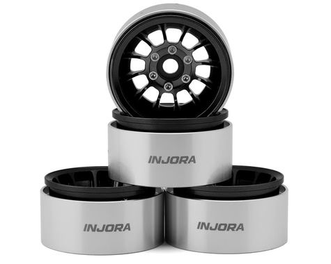 Injora 1.9" Turbine Deep Dish Beadlock Wheels (Black) (4) (81.6g ea) INJW1915BK