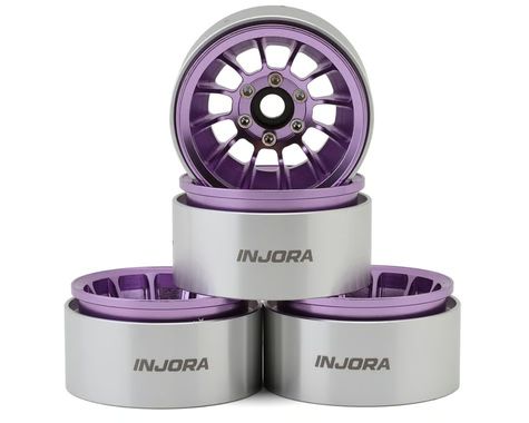Injora 1.9" Turbine Deep Dish Beadlock Wheels (Purple) (4) (81.6g ea) INJW1915PU
