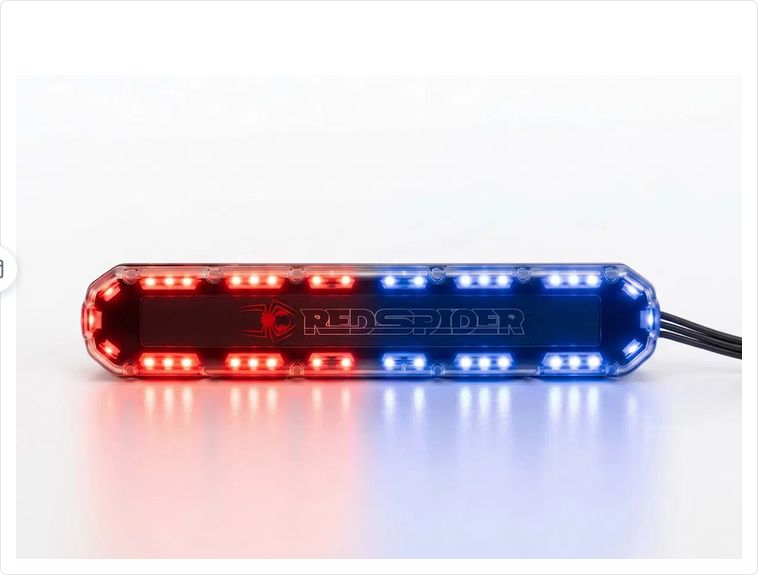 Integy Roof Top Amber LED Light Bar On/Off w/ 5 Flashing Modes 114x24mm for 1/14 &amp; 1/10 C34472REDBLUE