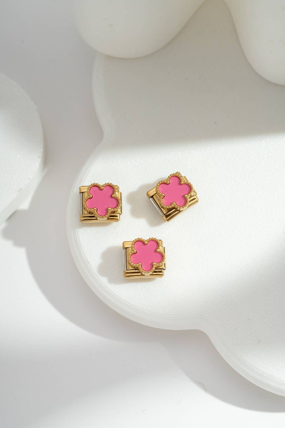 Italian Charm Pink Clover | Gold
